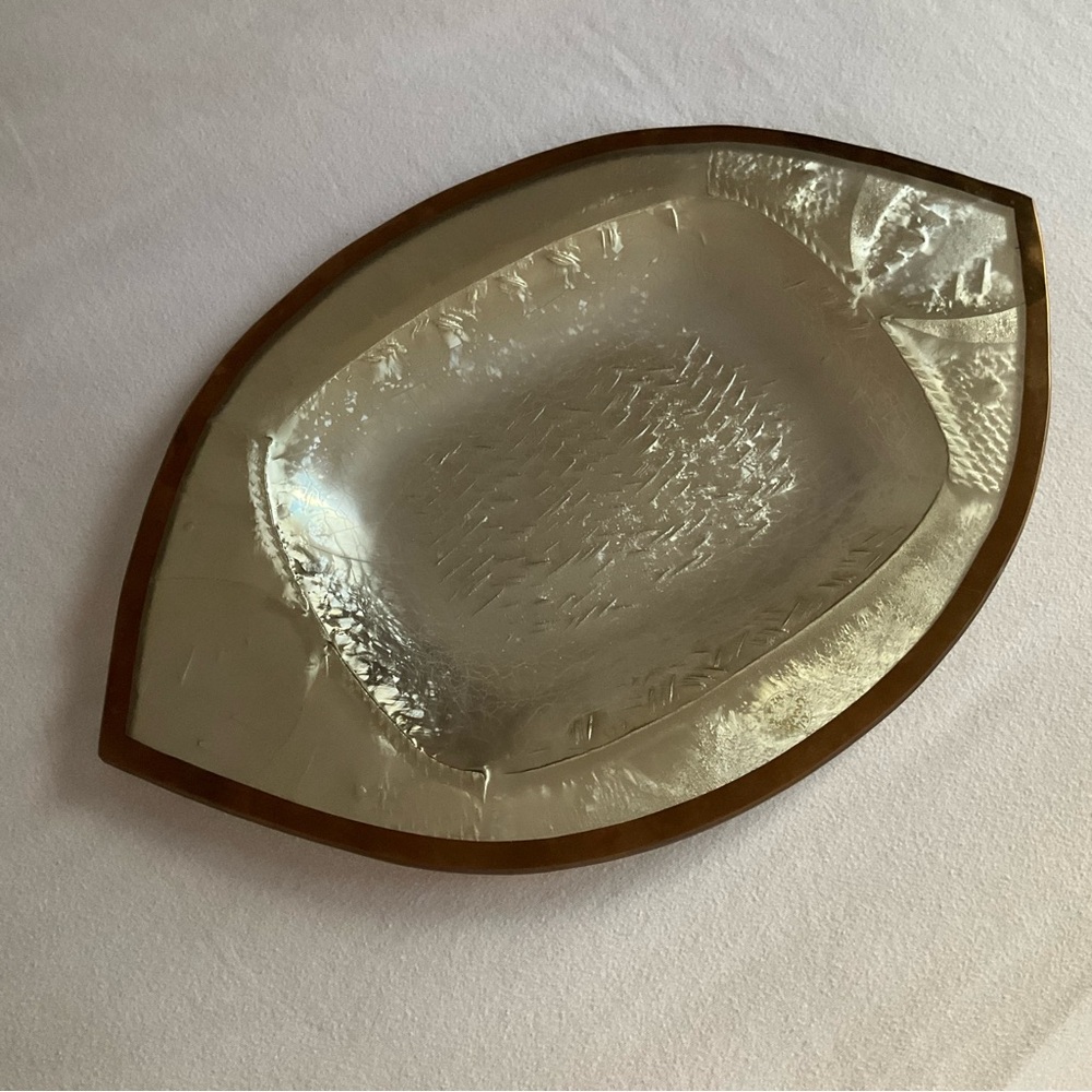 NWT Glass Creations -NZ- by Darryl Fagence Fused Gold Glass Platter
